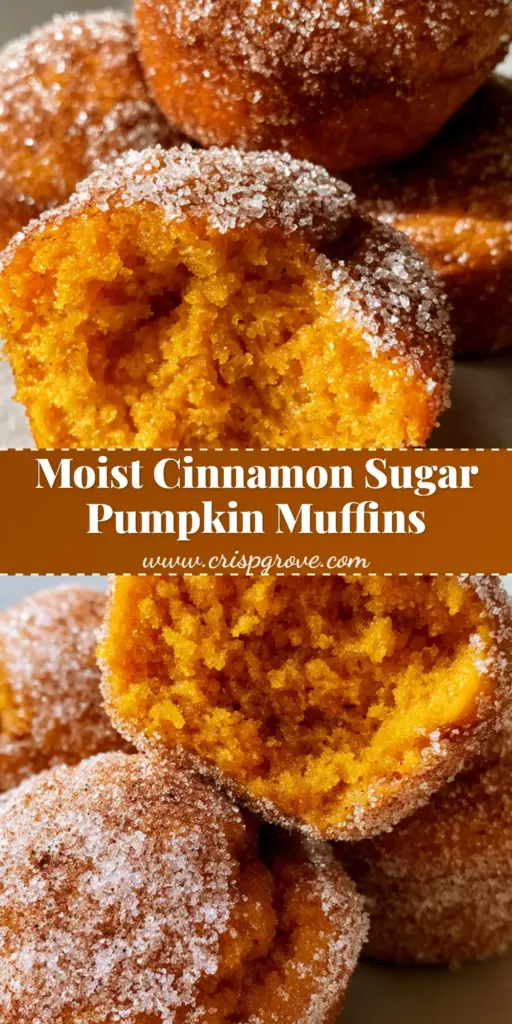 Cinnamon Sugar Pumpkin Muffins: The Ultimate Moist Autumn Recipe 4 A close-up of three Cinnamon Sugar Pumpkin Muffins without liners, showcasing a soft orange crumb and a thick coating of sparkling cinnamon sugar on a light gray surface.
