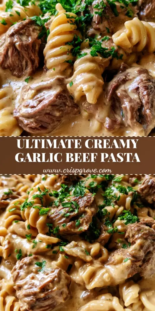 Slow Cooker Garlic Beef Pasta: A Creamy Comfort Food Masterpiece 3 A handheld smartphone photo of a white bowl filled with Slow Cooker Garlic Beef Pasta, featuring al dente fusilli and tender beef in a thick cream sauce.