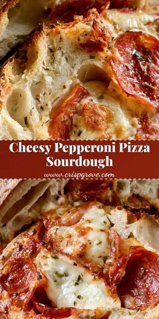Pepperoni Pizza Sourdough Bread: The Ultimate Artisan Loaf 3 A handheld smartphone photo showing a slice of Pepperoni Pizza Sourdough Bread with visible mozzarella pockets, pepperoni rounds, and a flour-dusted rustic crust.